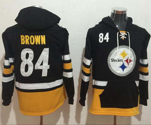 Nike Steelers #84 Antonio Brown Black/Gold Name & Number Pullover NFL Hoodie
